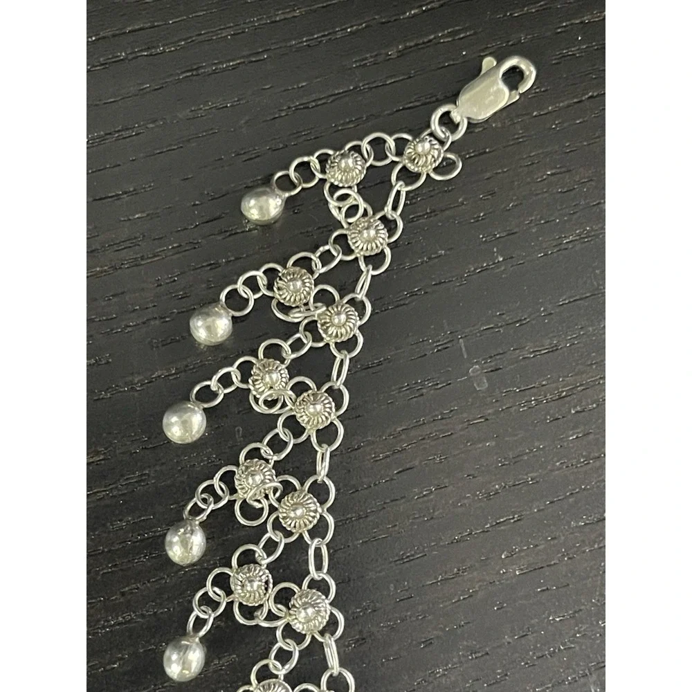NEW MILOR ITALY STERLING SILVER MULTIPLE BALLS BEADS 9 INCH ANKLET BRACELET - Picture 5 of 8
